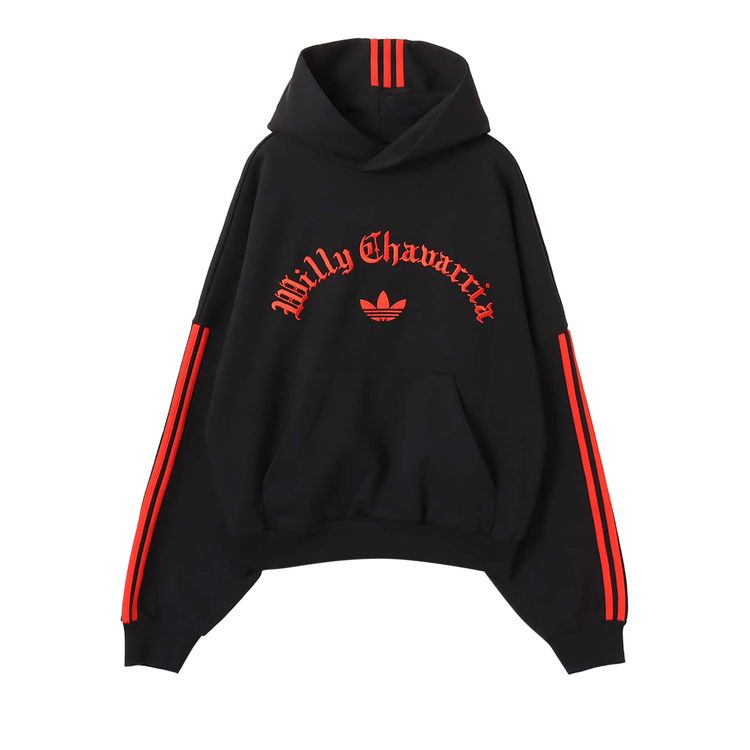 

Худи adidas x Willy Chavarria Logo Hoodie 'Black', черный