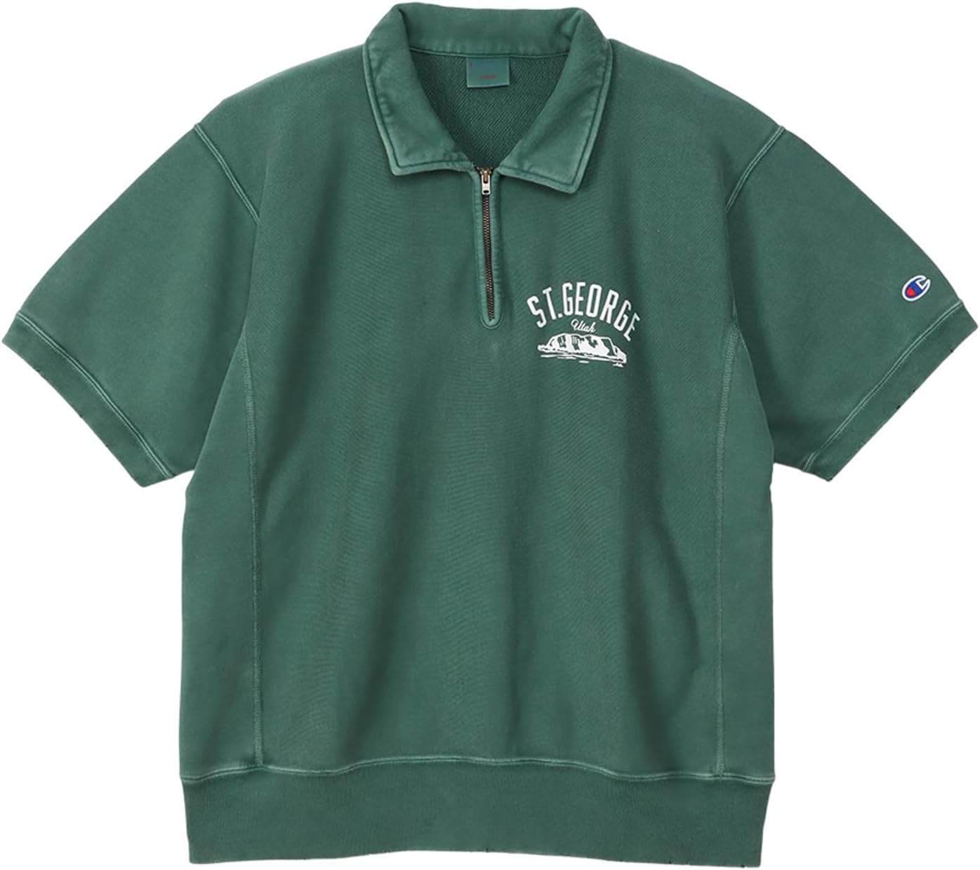 

Мужская толстовка Champion с коротким рукавом, 100% хлопок, флис 283 г, графический принт, толстовка с застежкой-молнией до середины груди Reverse Weave, повседневный стиль, C3-Z015, зеленый