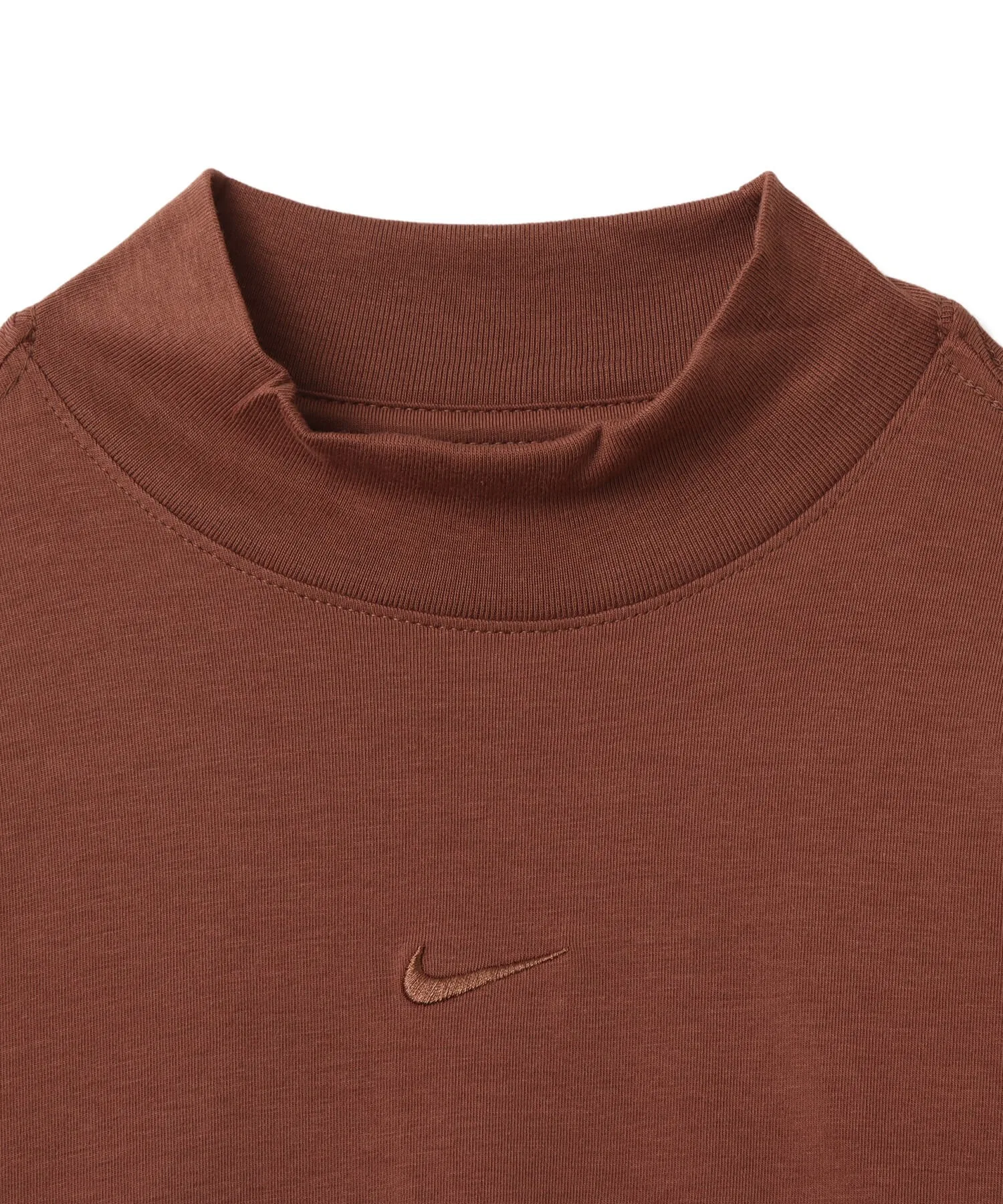 Женская футболка с длинным рукавом NIKE CHLL KNT MOCK серо-коричневая — фото 4