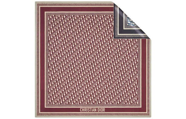 

DIOR Шёлковый шарф унисекс бордовый и тёмно-синий, Burgundy and Marine Blue