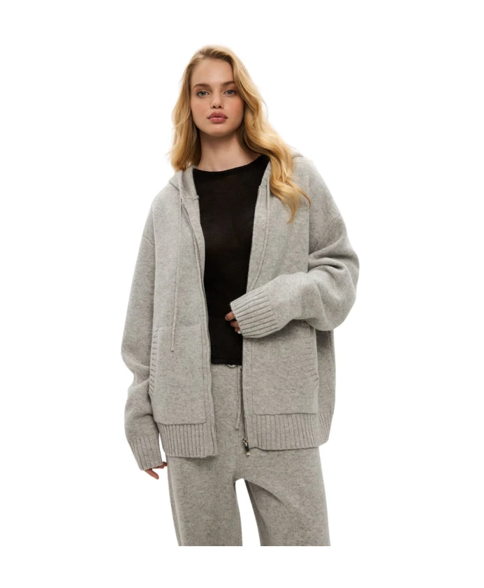 

Костюм-Кардиган с капюшоном из шерсти мериноса «Пенелопа» - серый. Cesare Gaspari, серый