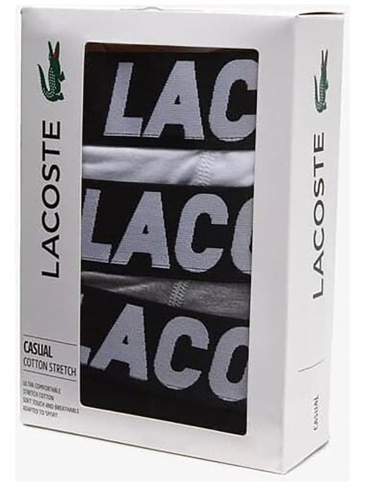 Lacoste Комплект из 3 штук: боксерские шорты серого, белого и черного цвета — фото 2