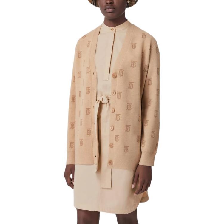 Кардиган женский Burberry, светло-бежевый / серый — фото 4