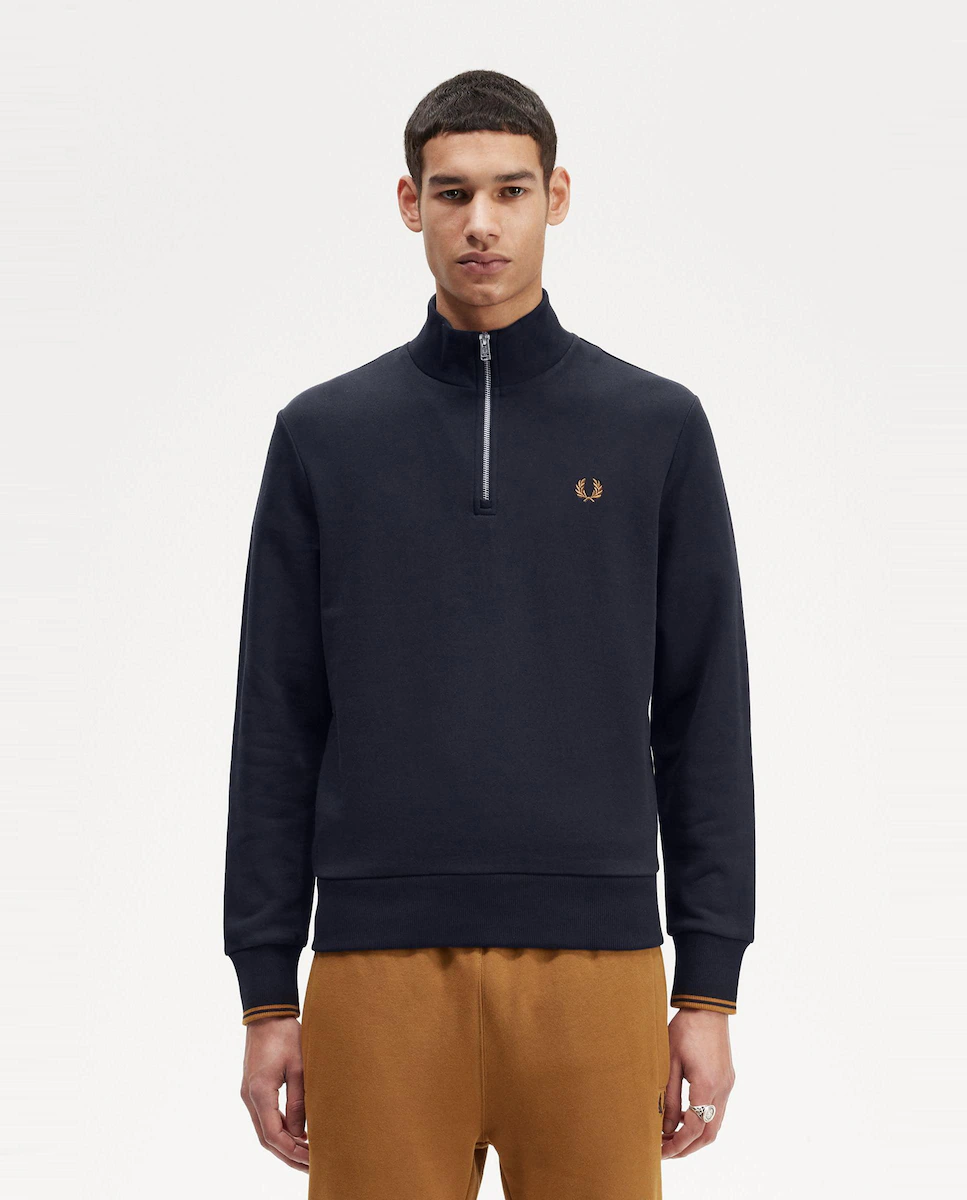 

Мужская толстовка с застежкой-молнией и кантом Fred Perry, темно-синий