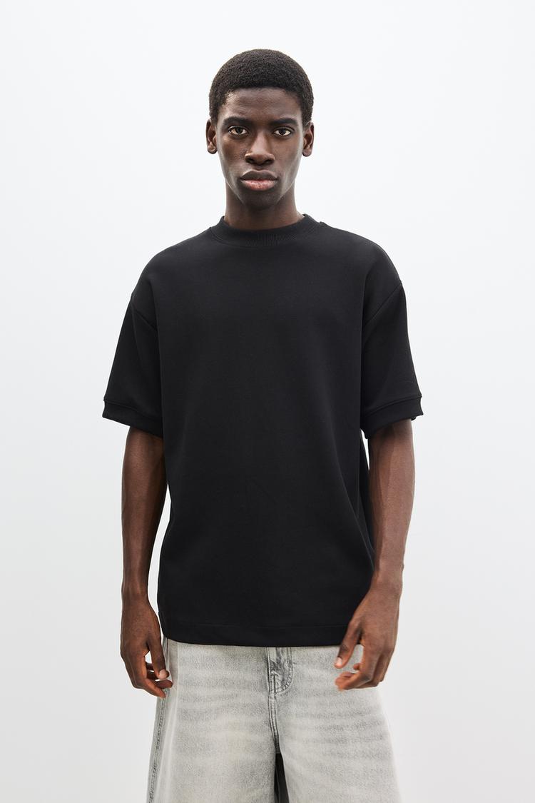 

Толстовка с коротким рукавом из интерлока Pull And Bear, черный