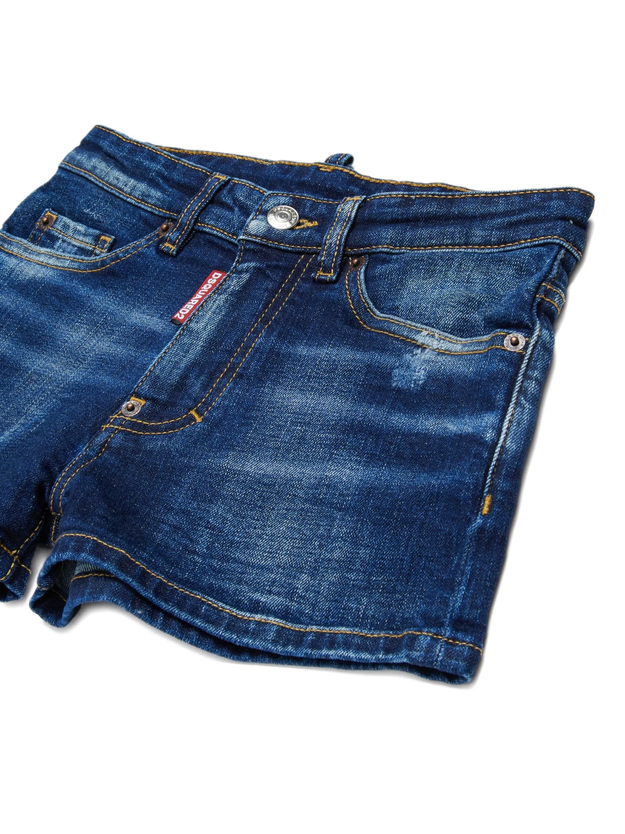 Джинсовые шорты с нашивками Dsquared2 Kids, синий — фото 4