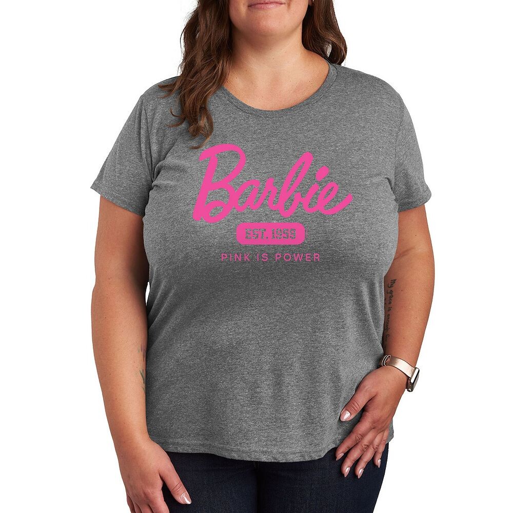 

Футболка Plus Barbie Pink Is Power с рисунком, цвет Heather Gray