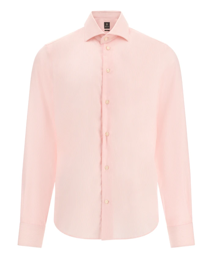

Не требующая глажки, облегающая хлопковая рубашка Добби. Boggi Milano, розовый