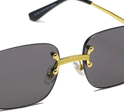 

Популярные маленькие прямоугольные солнцезащитные очки в стиле ретро, ​​без оправы, с зеркальным покрытием, защита от УФ-излучения UV400 MTZJH, Blue Mirror