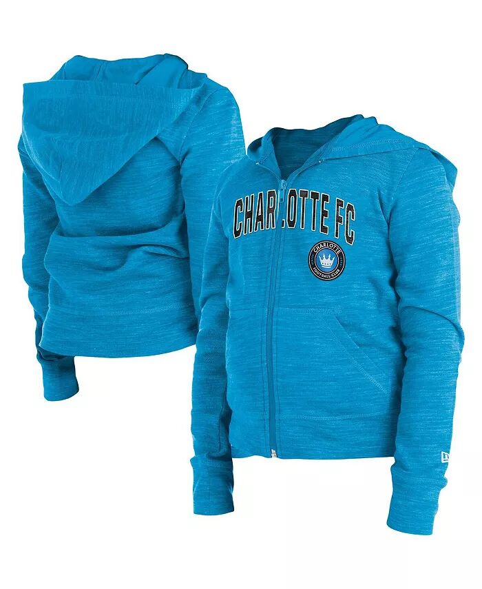 

Толстовка с капюшоном Big Girls Blue Charlotte FC Space-Dye на молнии New Era