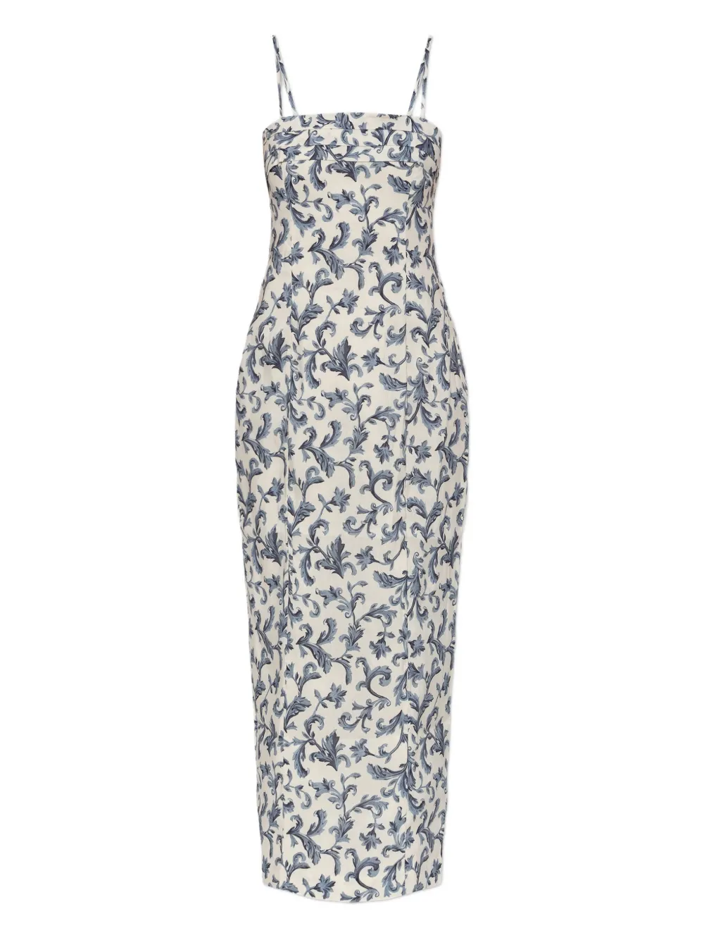 

Миди-платье с бретелями и барочным принтом Rue Posse, белый