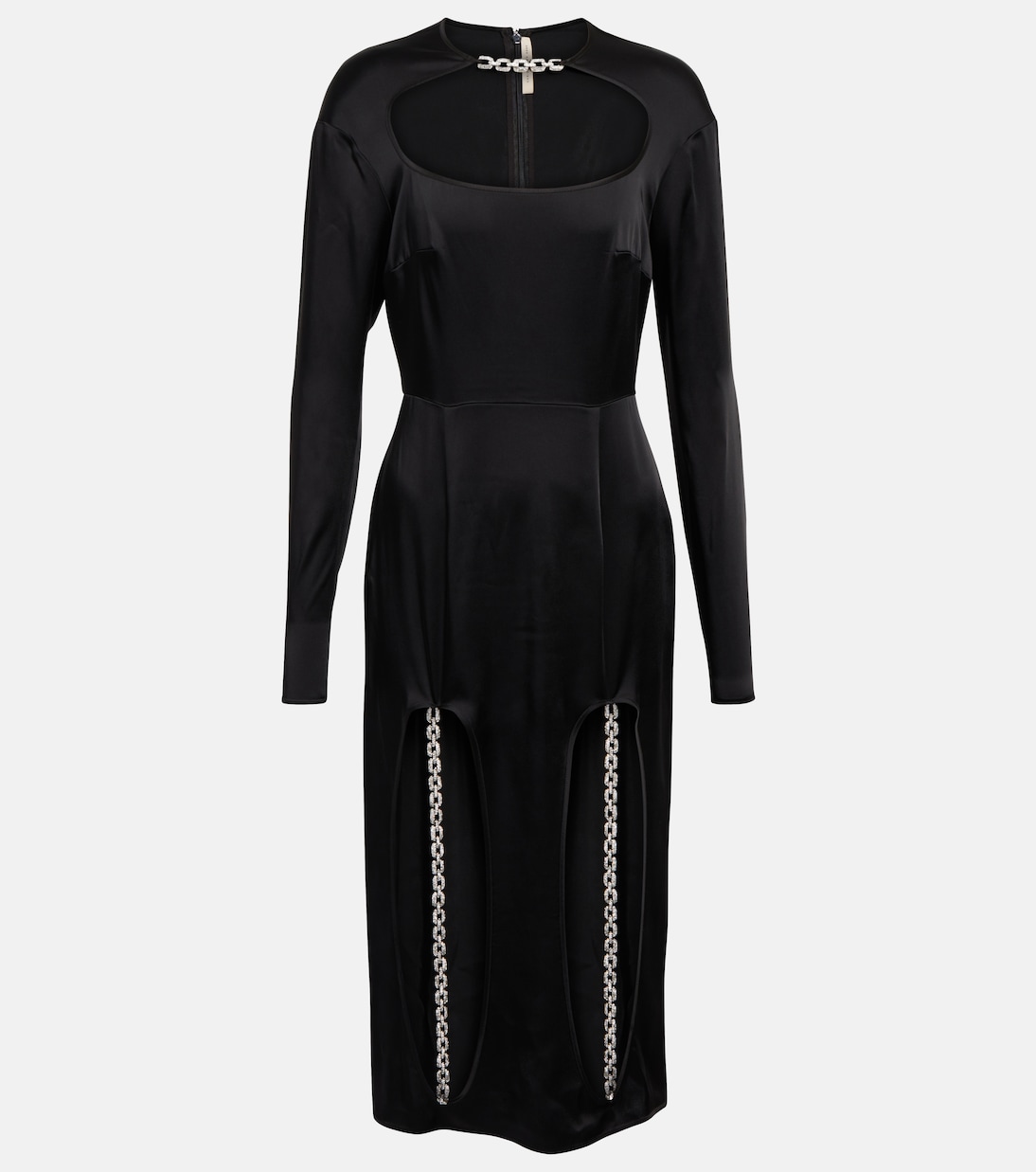 

Платье миди с вырезом и декором Christopher Kane, черный