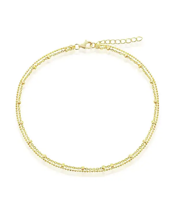 

Браслет на лодыжку из стерлингового серебра с двойной нитью бисера Simona, gold