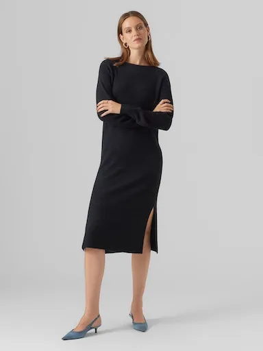 

Трикотажное платье Vero Moda "VMLEFILE LS BOATNECK CALF DRESS NOOS", черный