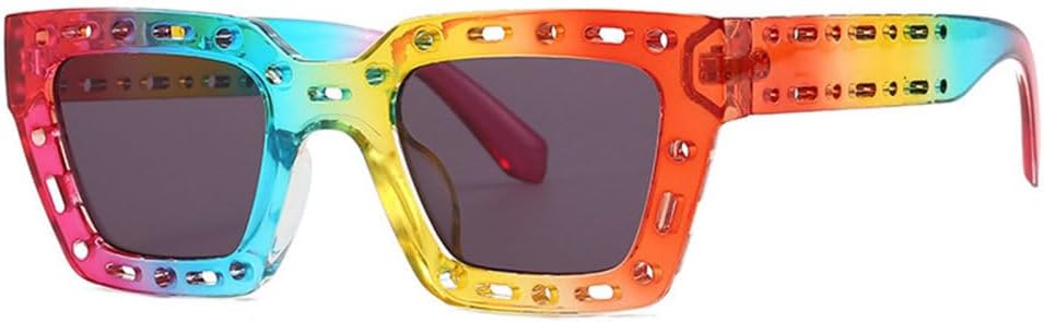 

Разноцветные квадратные солнцезащитные очки для женщин в стиле панк, модные очки с открытой оправой, обеспечивающие защиту от ультрафиолета UV400 MTZJH, Red Yellow Green