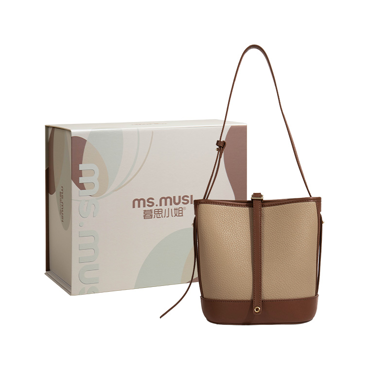 

MISS MUSI Сумка-ведро из коровьей кожи, средний размер, женская, коричневая