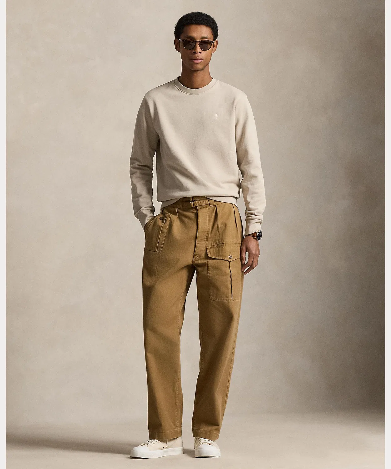 Свитшот из хлопкового флиса с круглым вырезом Ralph Lauren серый — фото 3