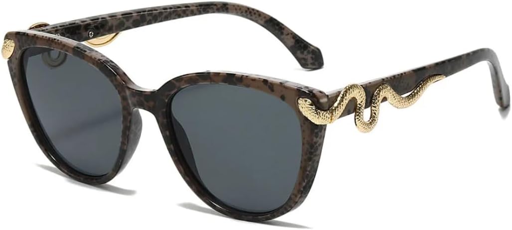 

Винтажные солнцезащитные очки «Кошачий глаз» с золотистым змеиным принтом для женщин и мужчин, в стиле панк, популярные, с защитой от УФ-излучения UV400 HHZZYVY, Snake Black