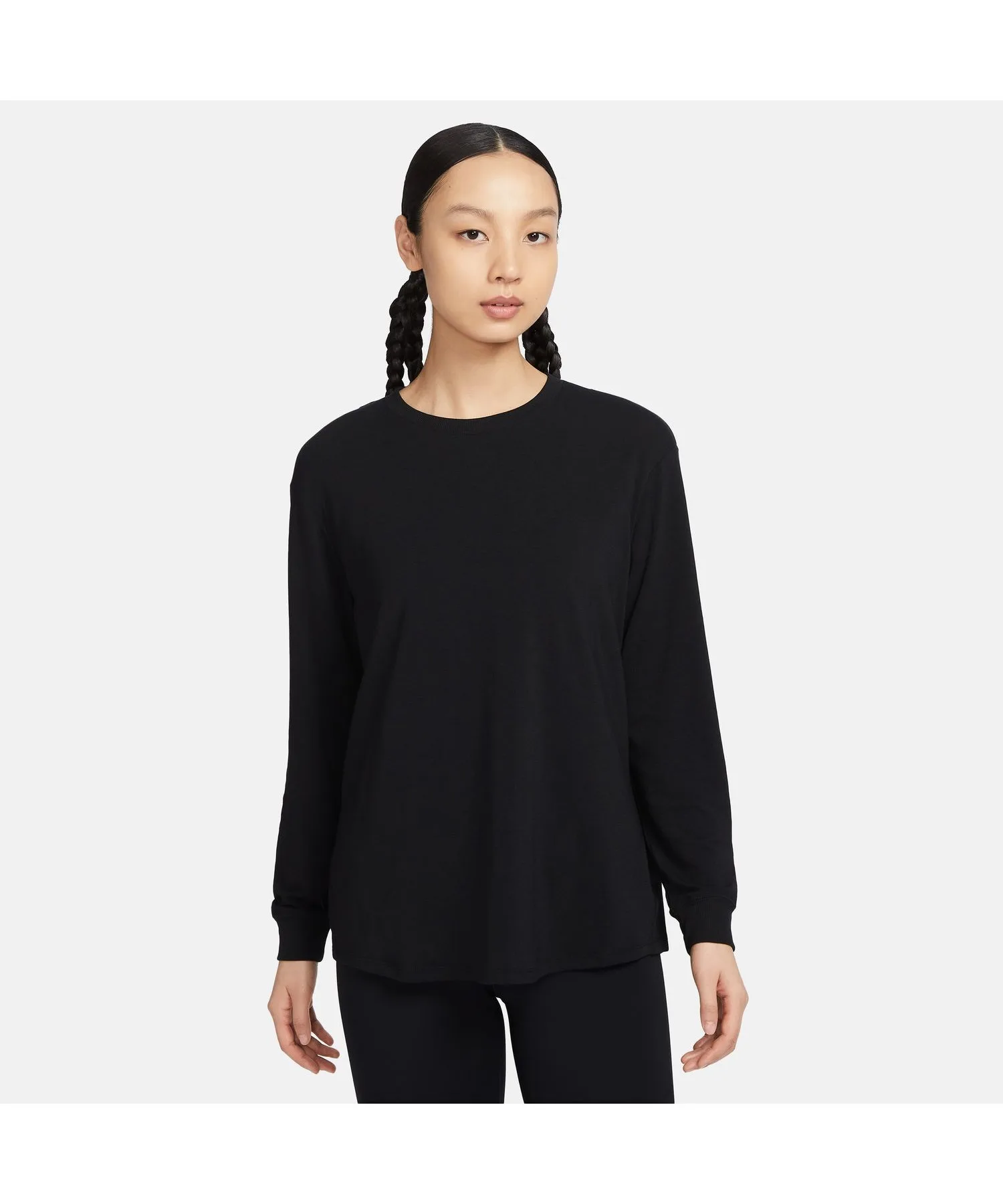 Женская футболка NIKE One DF Relaxed с длинным рукавом чёрная