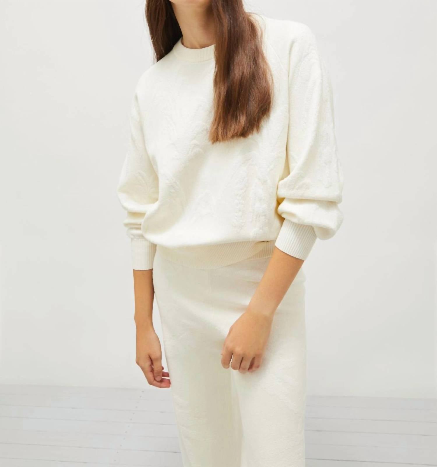 

Офисный свитер с жаккардовым узором в виде пальмы в белом цвете Marella