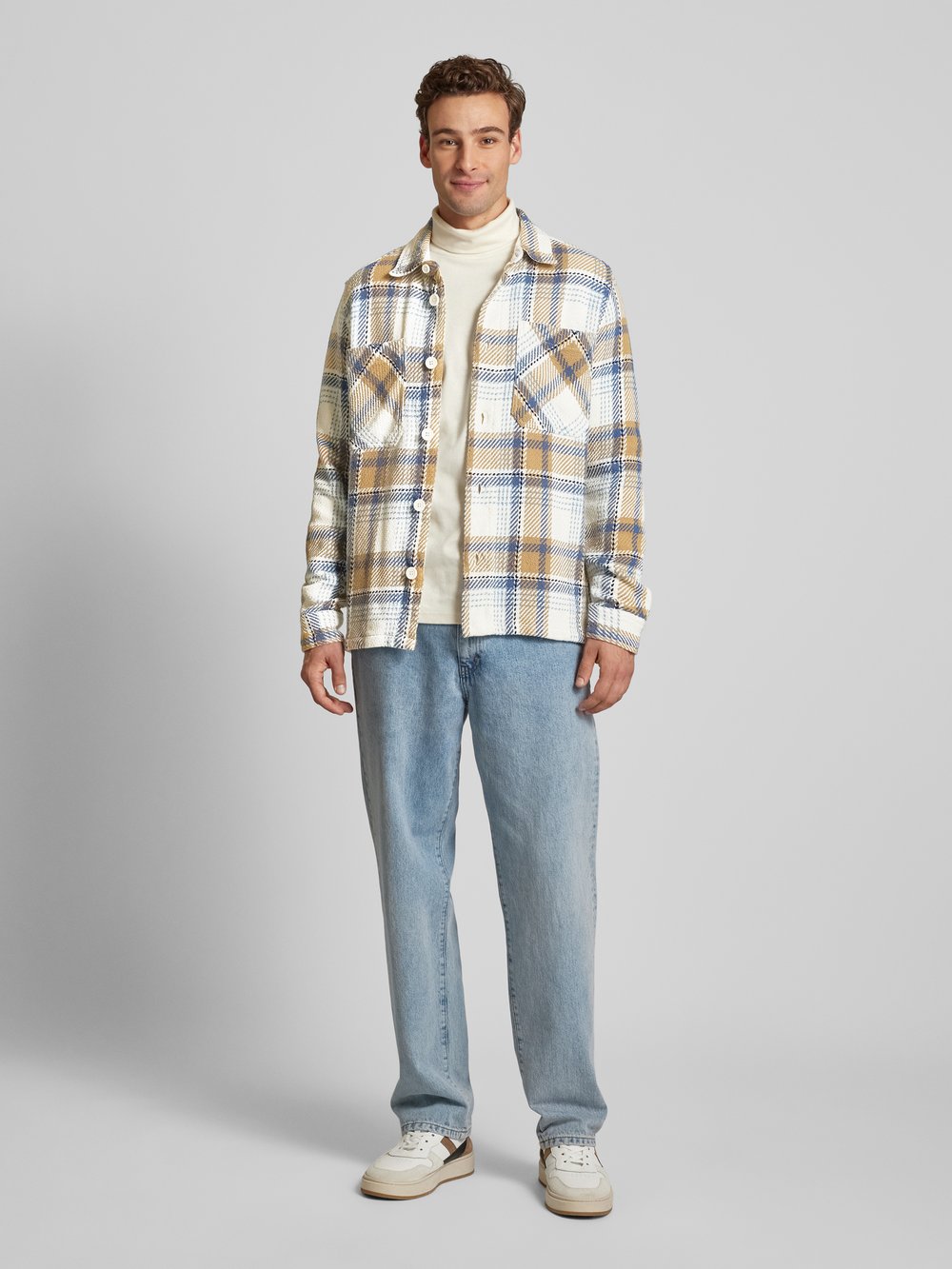 

Пиджак-рубашка с воротником Кент Knowledge Cotton Apparel, кремовый