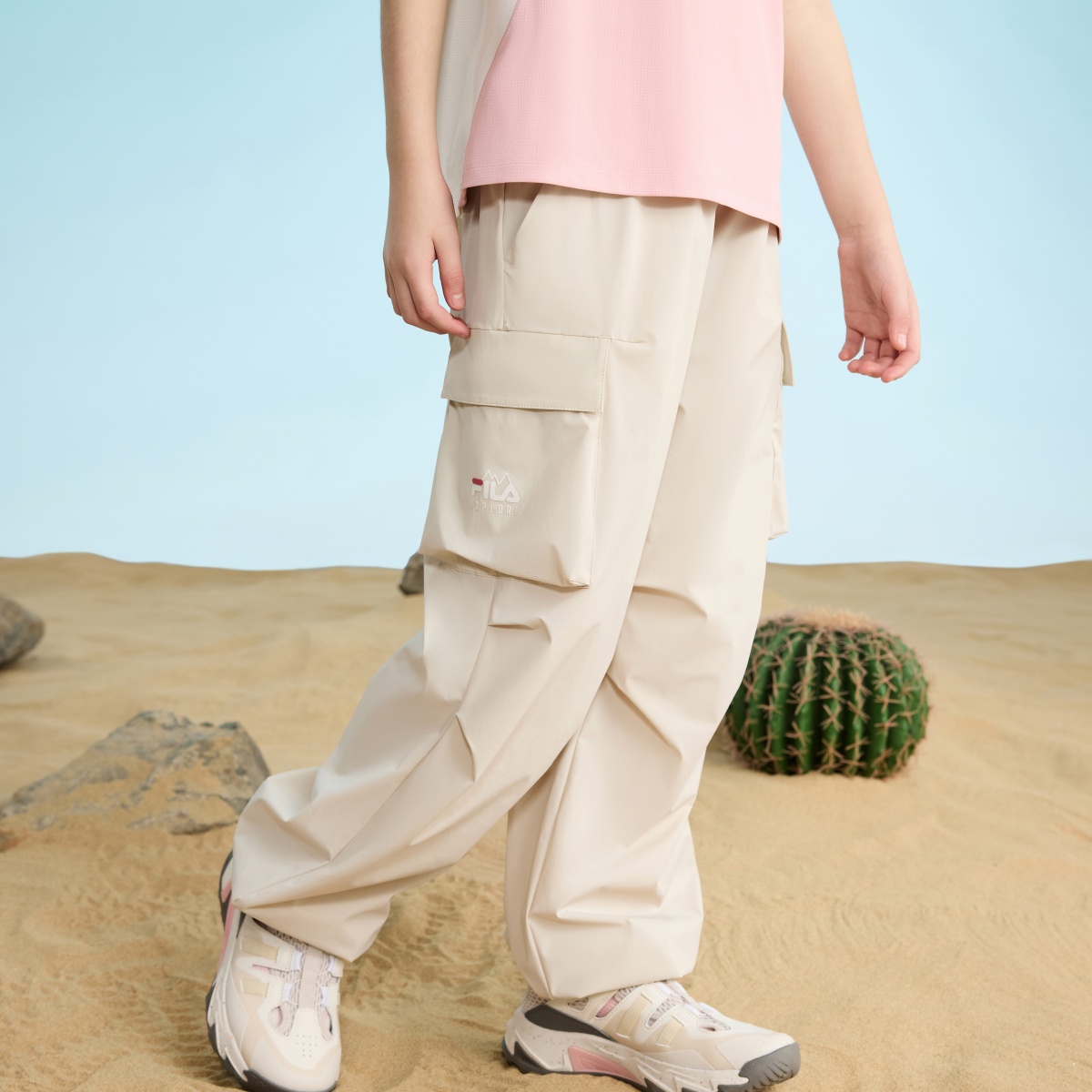 Вязаные спортивные штаны SS25 Cornsilk FILA KIDS, бежевый — фото 3