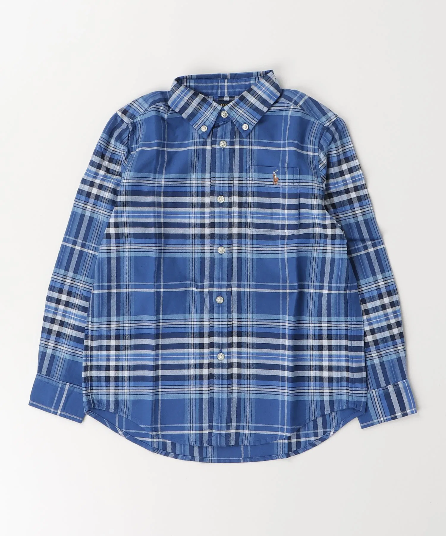 Детская хлопковая рубашка в клетку POLO RALPH LAUREN CHILDRENSWEAR тёмно-синяя — фото 3