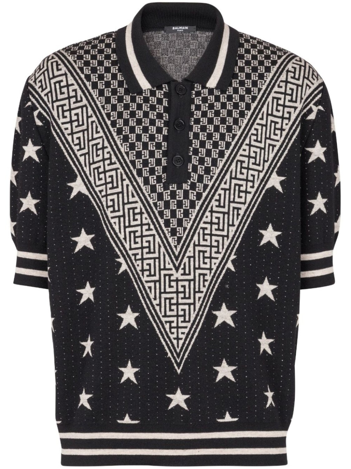 

Balmain трикотажная рубашка поло Monogram Stars, черный