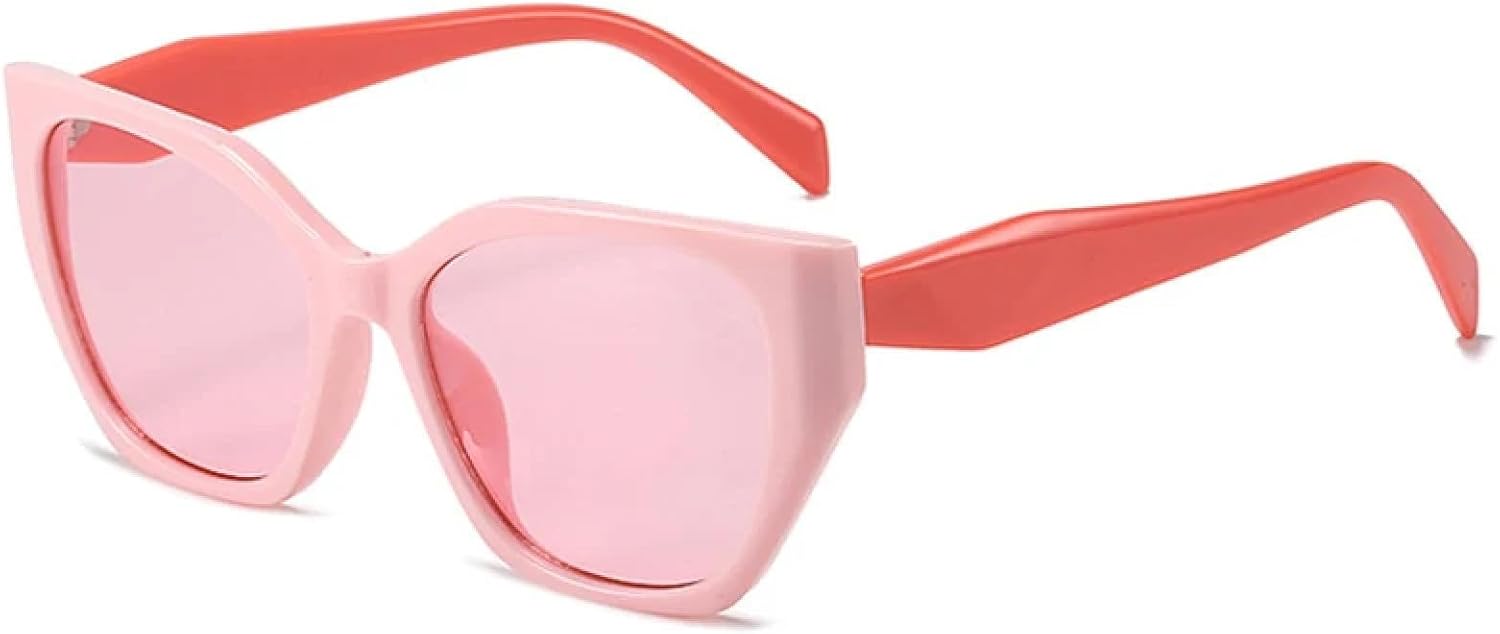 

Ретро-солнцезащитные очки «кошачий глаз» с многоугольными линзами, модные женские двухцветные очки с защитой от УФ-излучения UV400, мужские солнцезащитные очки с прозрачными линзами Ocean WNCKSQ, Pink Pink