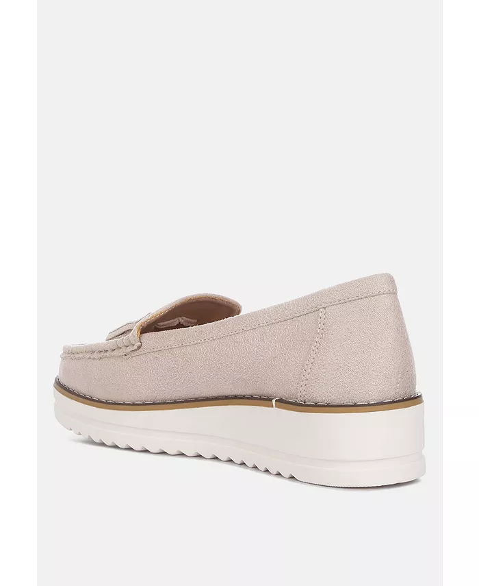Daiki Platform Lug Sole Tassel Loafers для женщин London Rag, загар/бежевый — фото 4