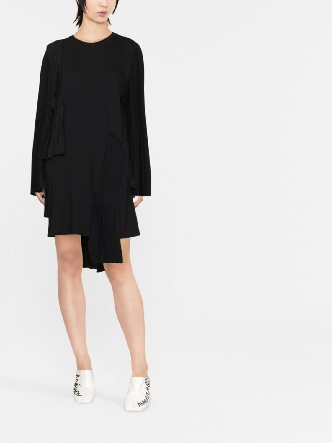 MM6 Maison Margiela платье асимметричного кроя со складками, черный — фото 2