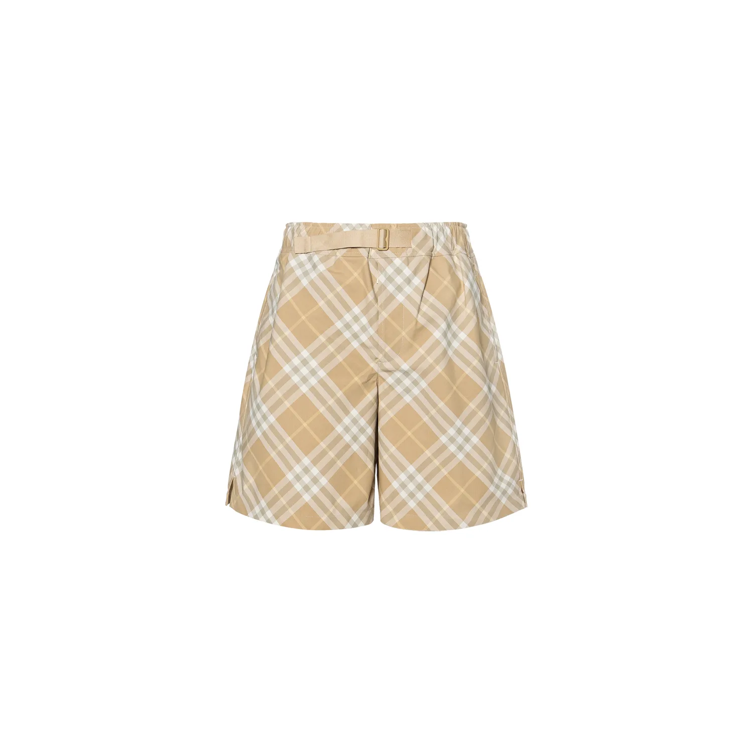 Шорты Burberry с поясом в клетку, Almond бежевый