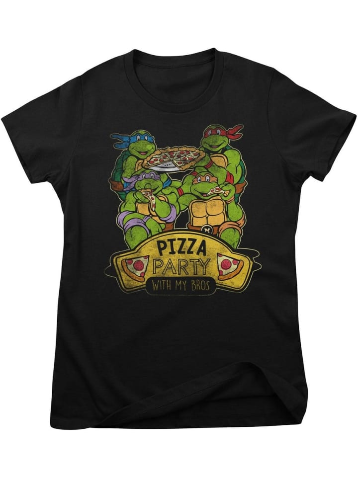 

Teenage Mutant Ninja Turtles Футболка "Pizza Party With My Bros Girly Tee" черного цвета, Черный, Teenage Mutant Ninja Turtles Футболка "Pizza Party With My Bros Girly Tee" черного цвета
