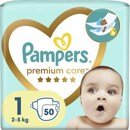 

Подгузники Premium Care с клеем, размер 1, для детей весом 2–5 кг, 50 шт Pampers
