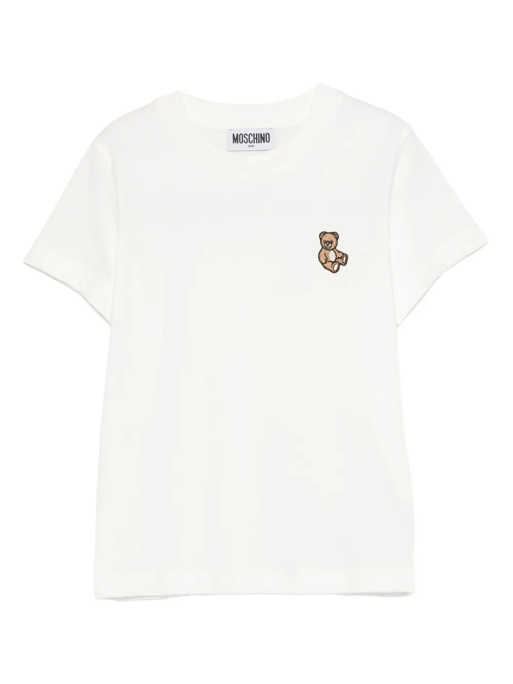 

Футболка с вышитым плюшевым мишкой Moschino Kids, белый