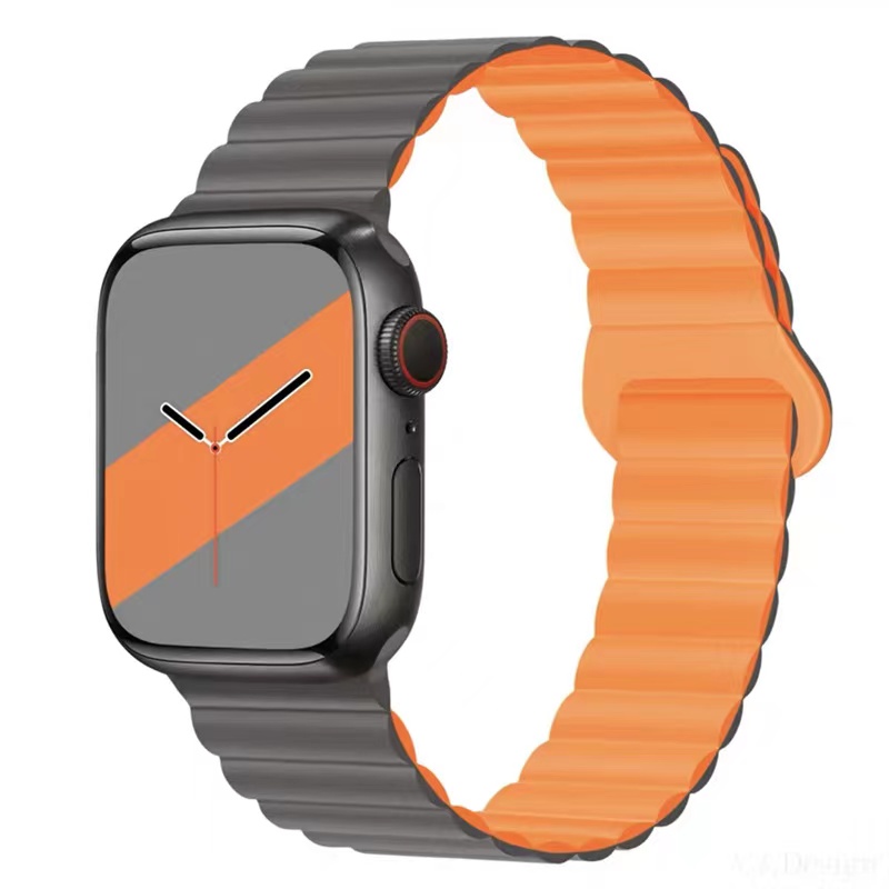 

Wepro Часы Strap Apple Compatibility Silicone Material Compatibility With Apple Watch S10, Apple Watch Ultra 2, S8, S9 225mm, Orange Collection | Gray with Orange