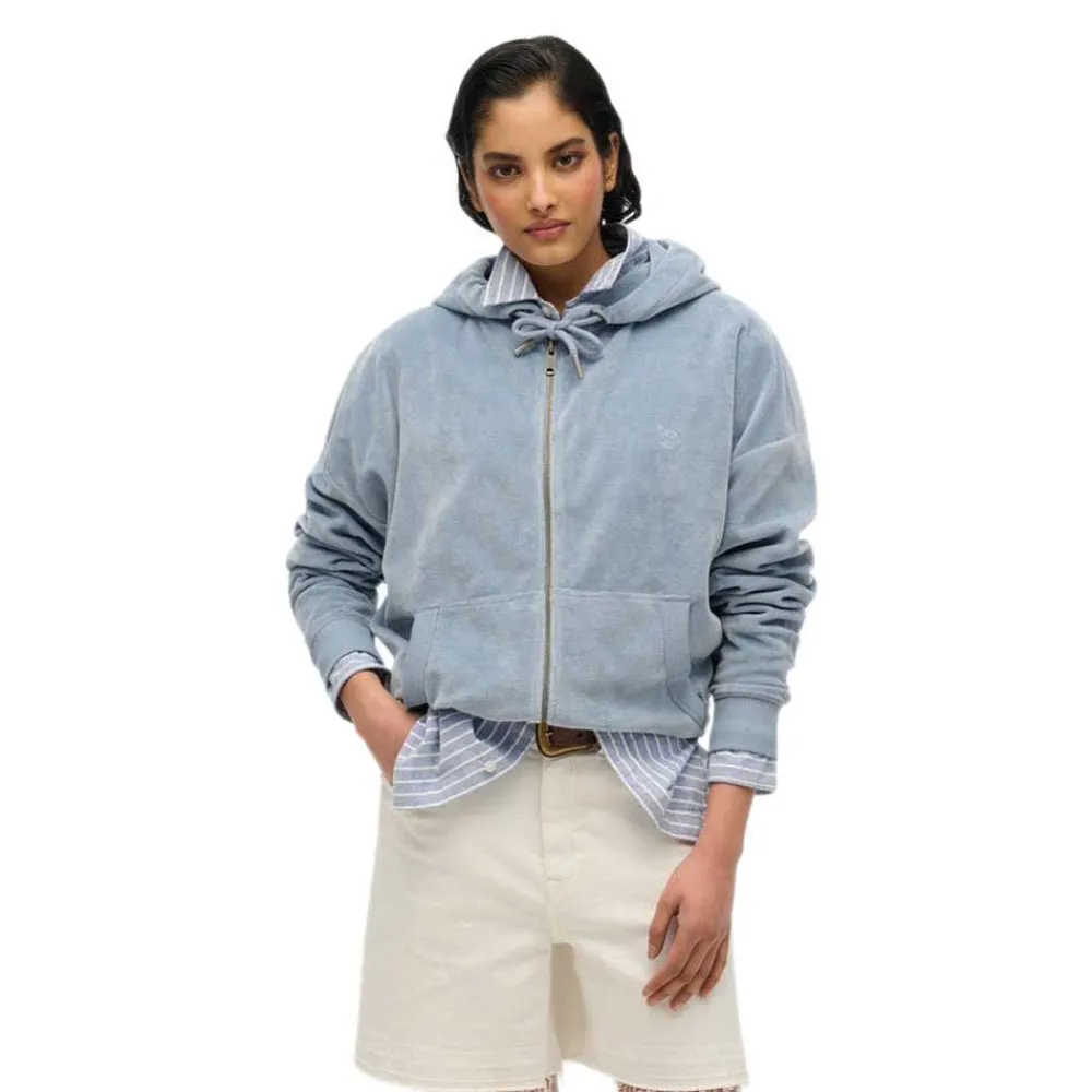 

Толстовка Superdry Velour full zip, синий