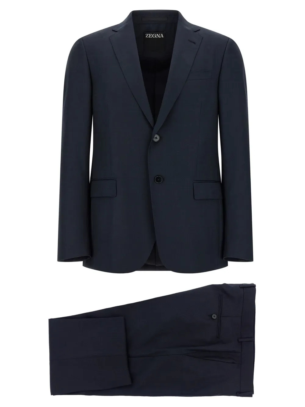 

Костюм из жатой шерсти с плиссировкой Zegna, черный