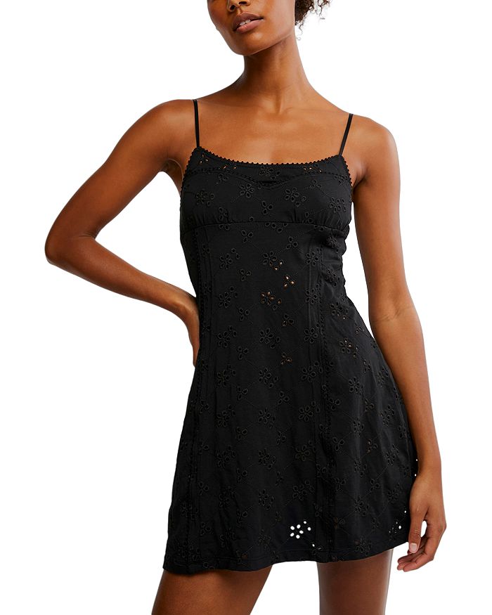 

Мини-платье-комбинация Full Bloom Free People, черный