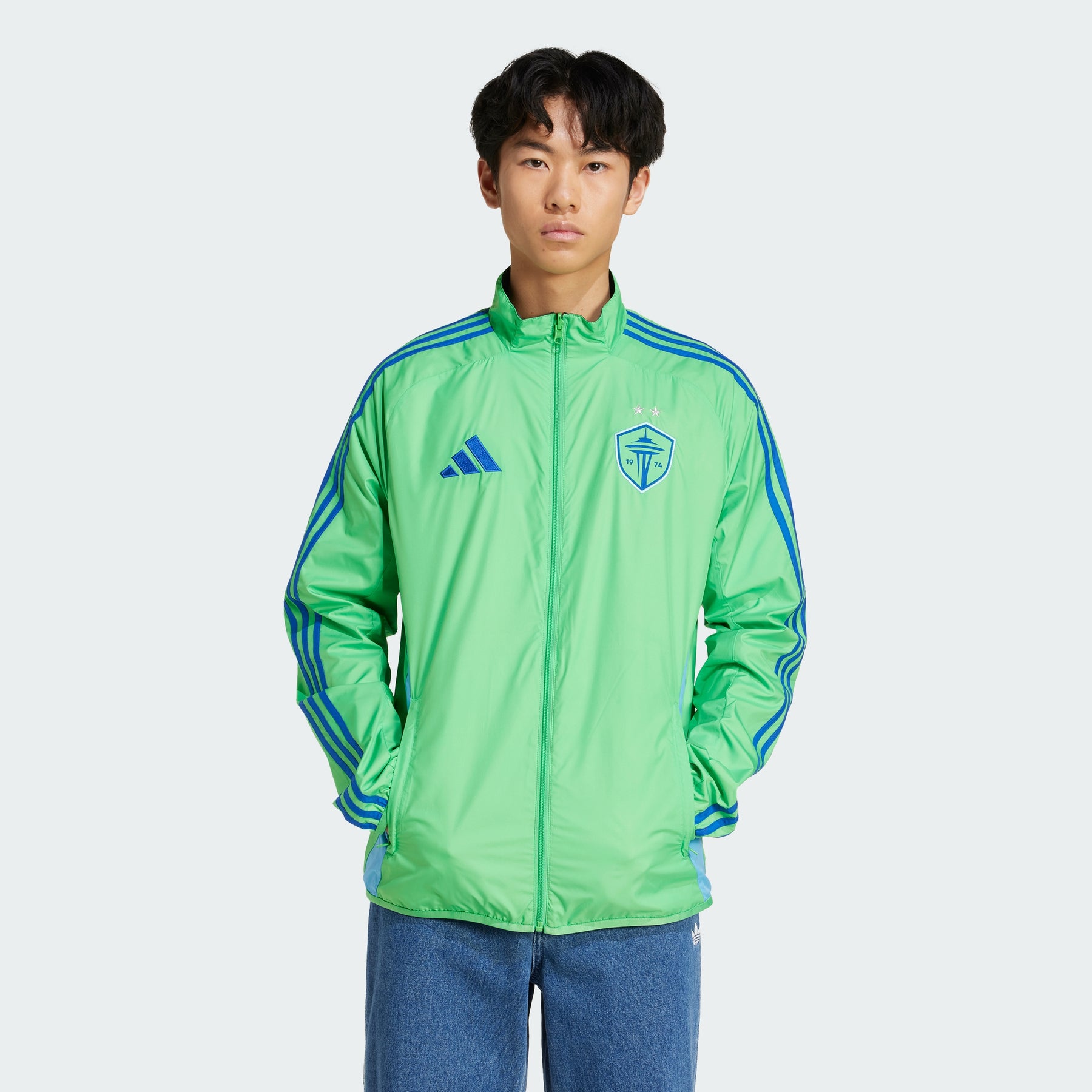 

Сиэтл Саундерс футбольный клуб двусторонняя куртка гимн Adidas, semi solar lime