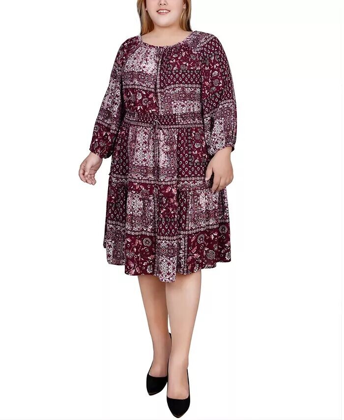 

Платье больших размеров с длинными рукавами NY Collection, мультиколор