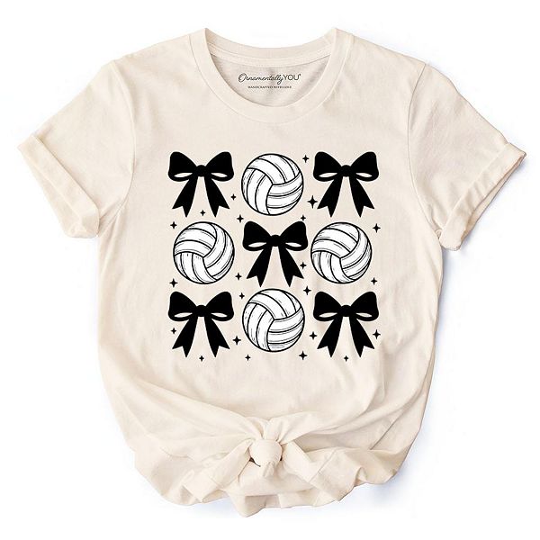

Футболка Coquette с волейбольными бантами, для спортивных игр Ornamentallyyou, Natural