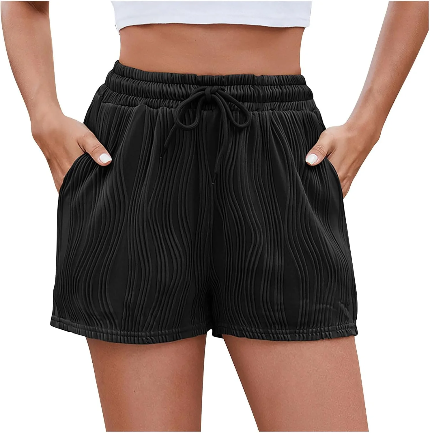 Шорты женские High Waisted с Drawstring, Loose, с карманом