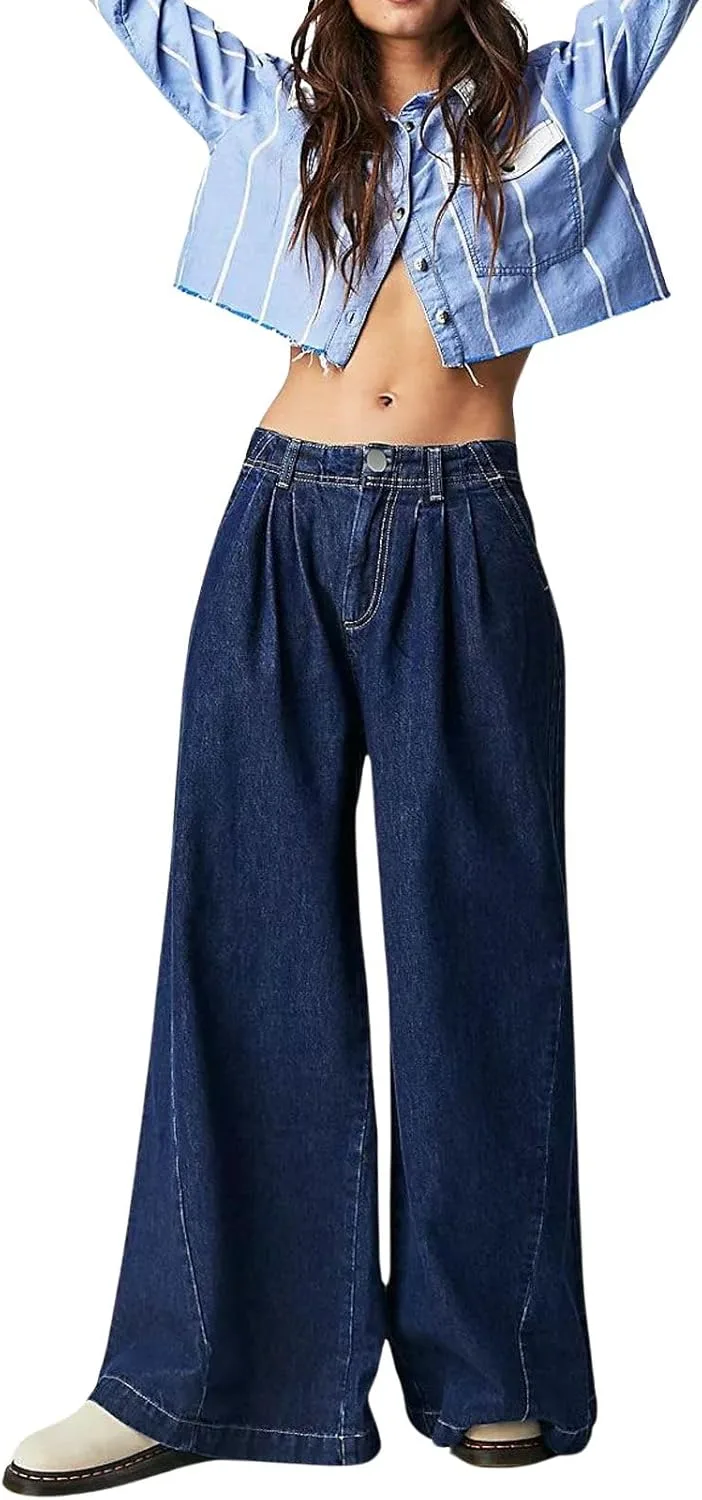 

CHARTOU Женские мешковатые джинсовые карго-штаны Y2k с широкими штанинами