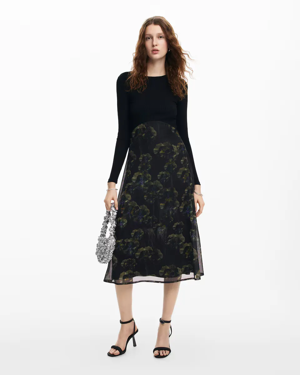 

Комбинированное платье миди М Christian Lacroix Desigual, черный