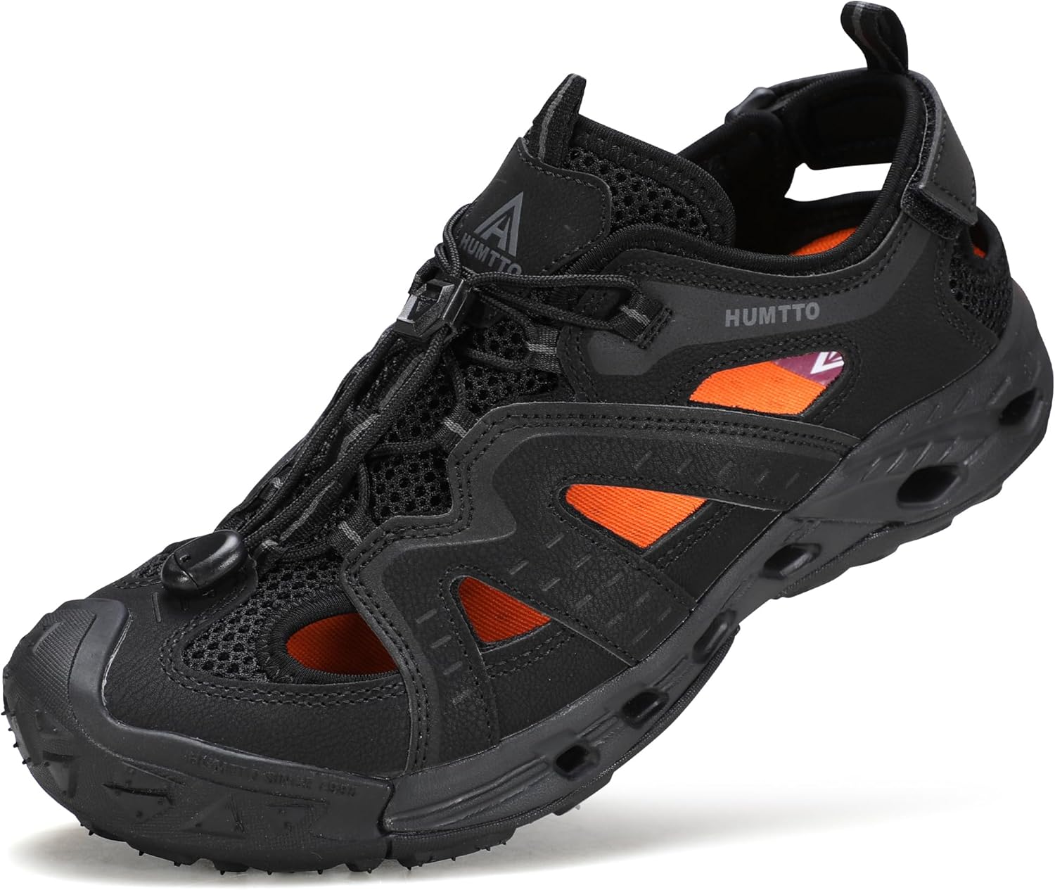 

Мужские водонепроницаемые сандалии HUMTTO с закрытым носком для походов, быстросохнущие водные туфли, нескользящие спортивные регулируемые сандалии для рыбалки, пляжа, летних прогулок и путешествий, черный