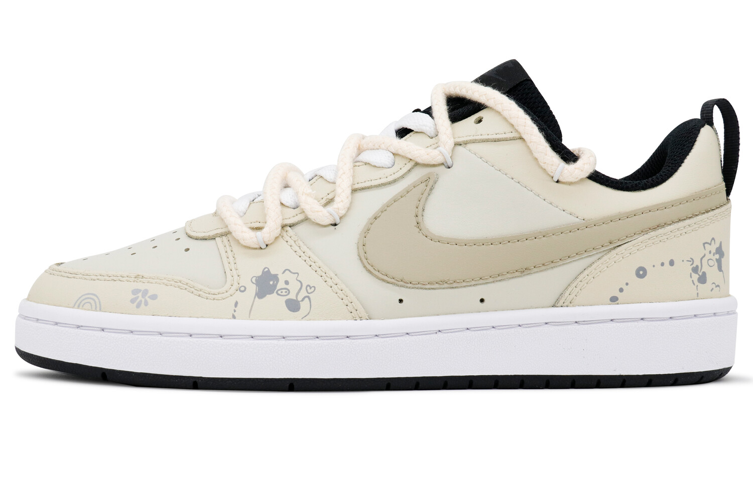 

Кроссовки Nike Court Borough Skateboarding Shoes Women's Low-top Beige/Gray, цвет Soft and cute cow