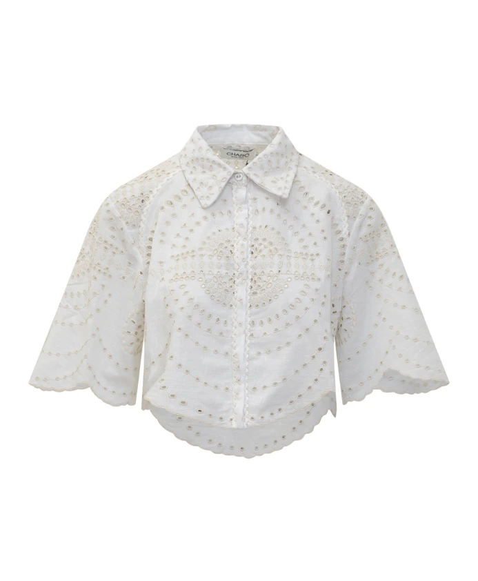 

Вязаный свитер с расклешенными рукавами и застежкой на пуговицы. Charo Ruiz Ibiza, бежевый