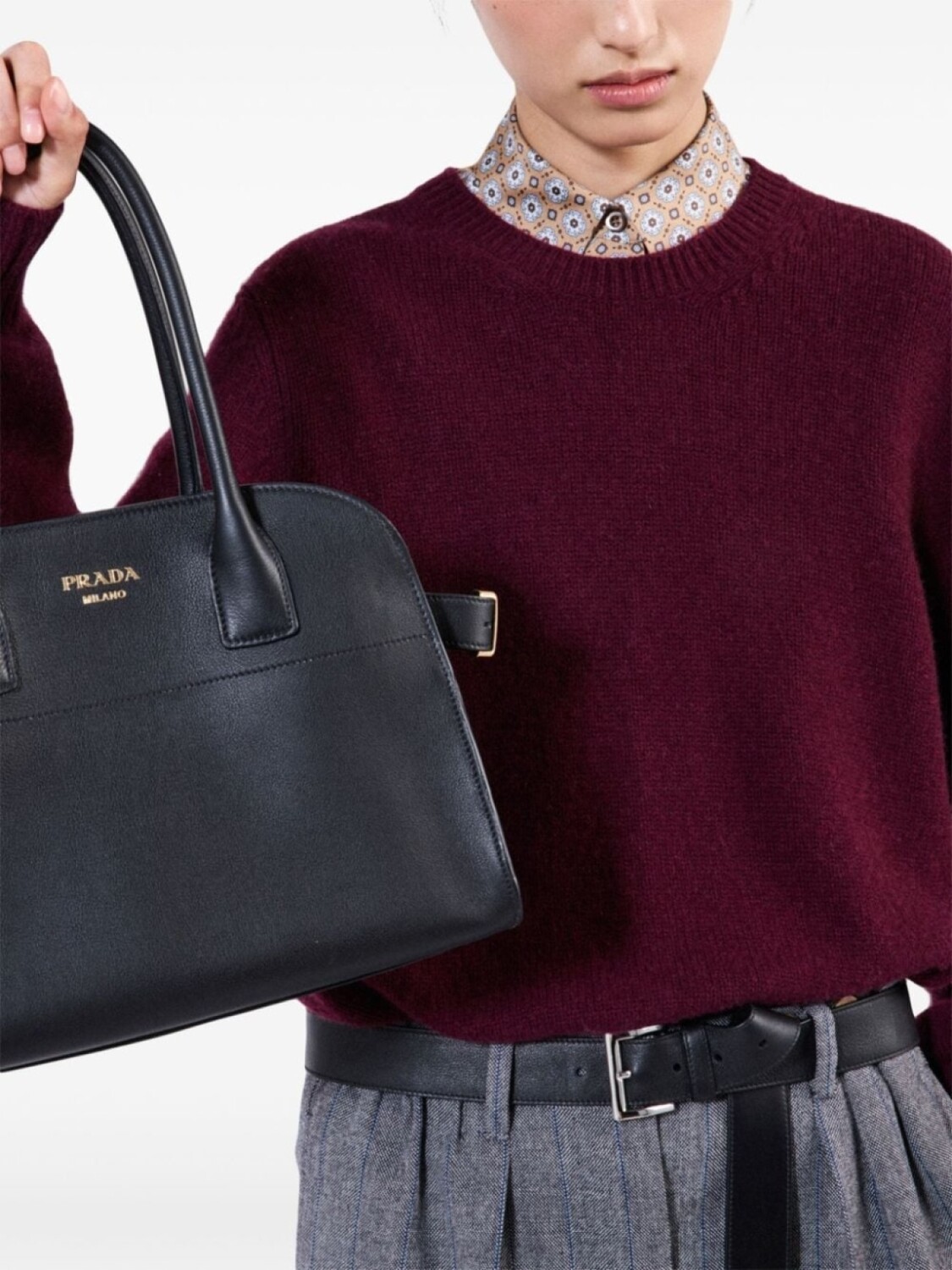 Prada джемпер из кашемира и шерсти с круглым вырезом, красный — фото 4