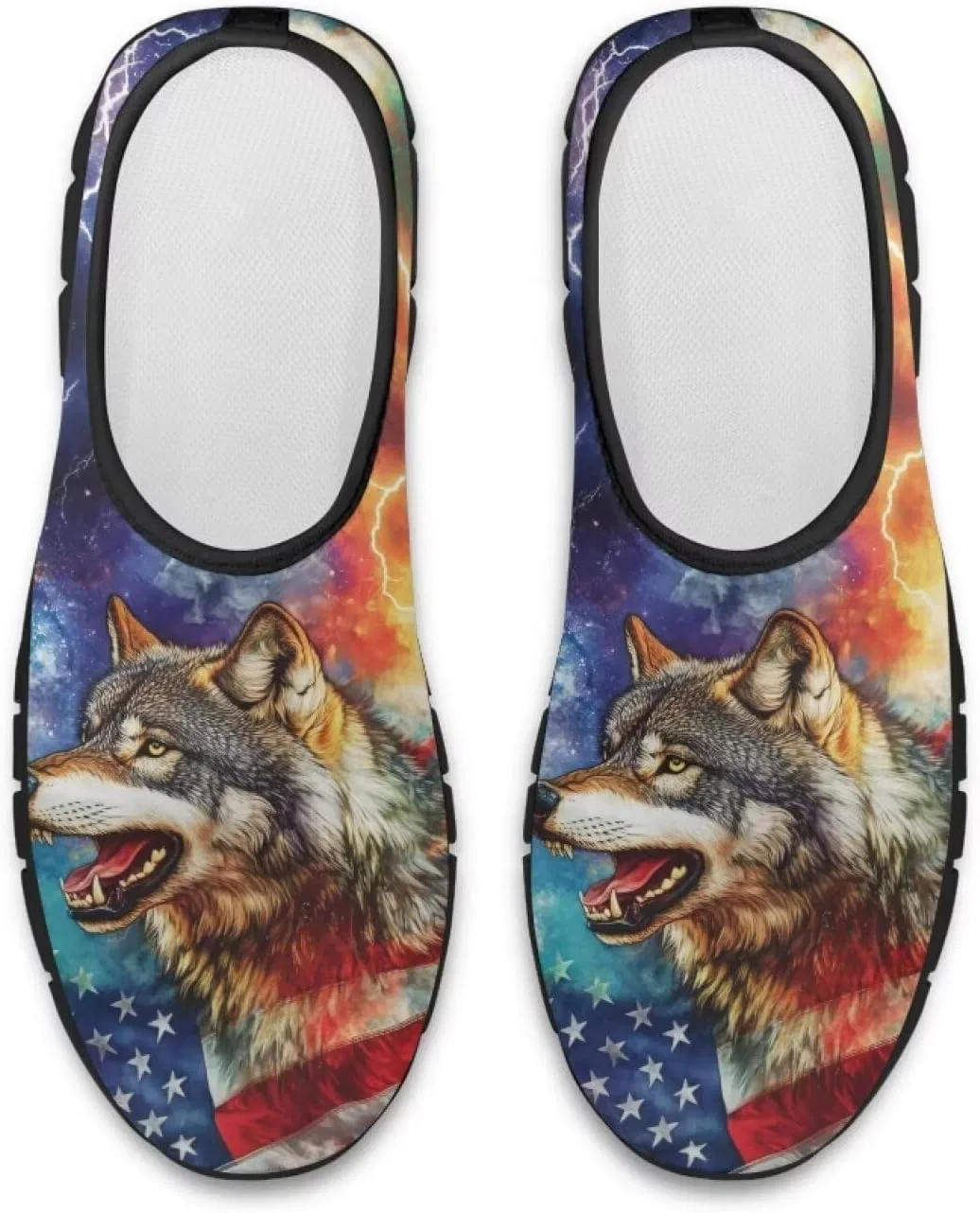 Мужские сандалии повседневные, дышащие, легкие, Loafers & Slip-Ons, American Flag Starry Wolf Quxjehoe — фото 4